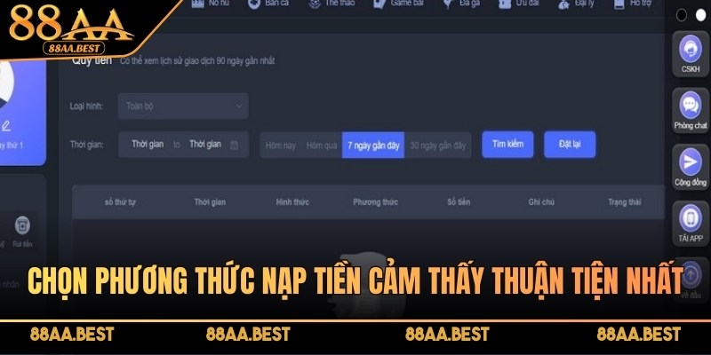 Nạp Tiền 88AA – Hướng Dẫn Thanh Toán An Toàn, Chi Tiết 4 Lựa chọn hình thức nạp tiền phù hợp nhất